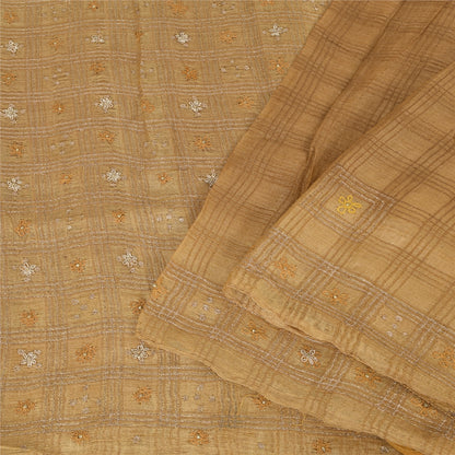 Sanskriti Vintage Indian Sarees Pure Silk Hand Beaded Premium Sari Craft Fabric