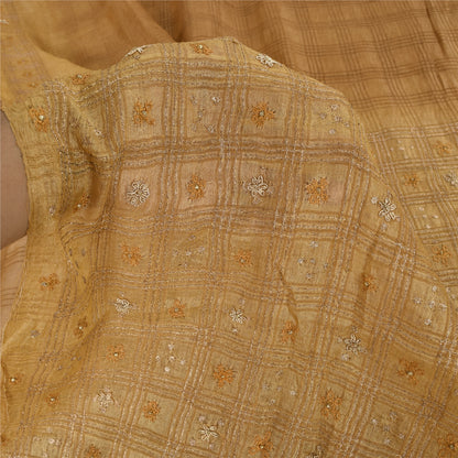 Sanskriti Vintage Indian Sarees Pure Silk Hand Beaded Premium Sari Craft Fabric