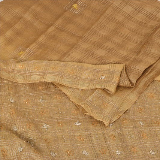 Sanskriti Vintage Indian Sarees Pure Silk Hand Beaded Premium Sari Craft Fabric