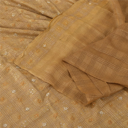 Sanskriti Vintage Indian Sarees Pure Silk Hand Beaded Premium Sari Craft Fabric