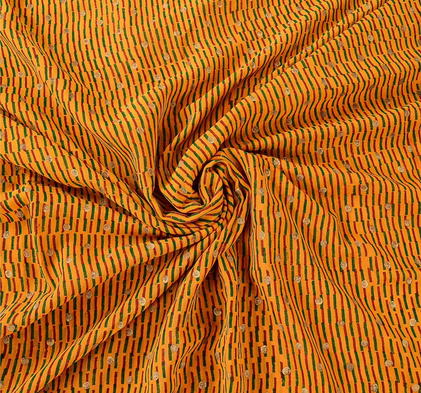 Sanskriti Vintage Mustard Sarees Blend Georgette Embroidered Sari Craft Fabric