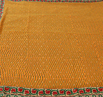 Sanskriti Vintage Mustard Sarees Blend Georgette Embroidered Sari Craft Fabric