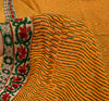 Sanskriti Vintage Mustard Sarees Blend Georgette Embroidered Sari Craft Fabric