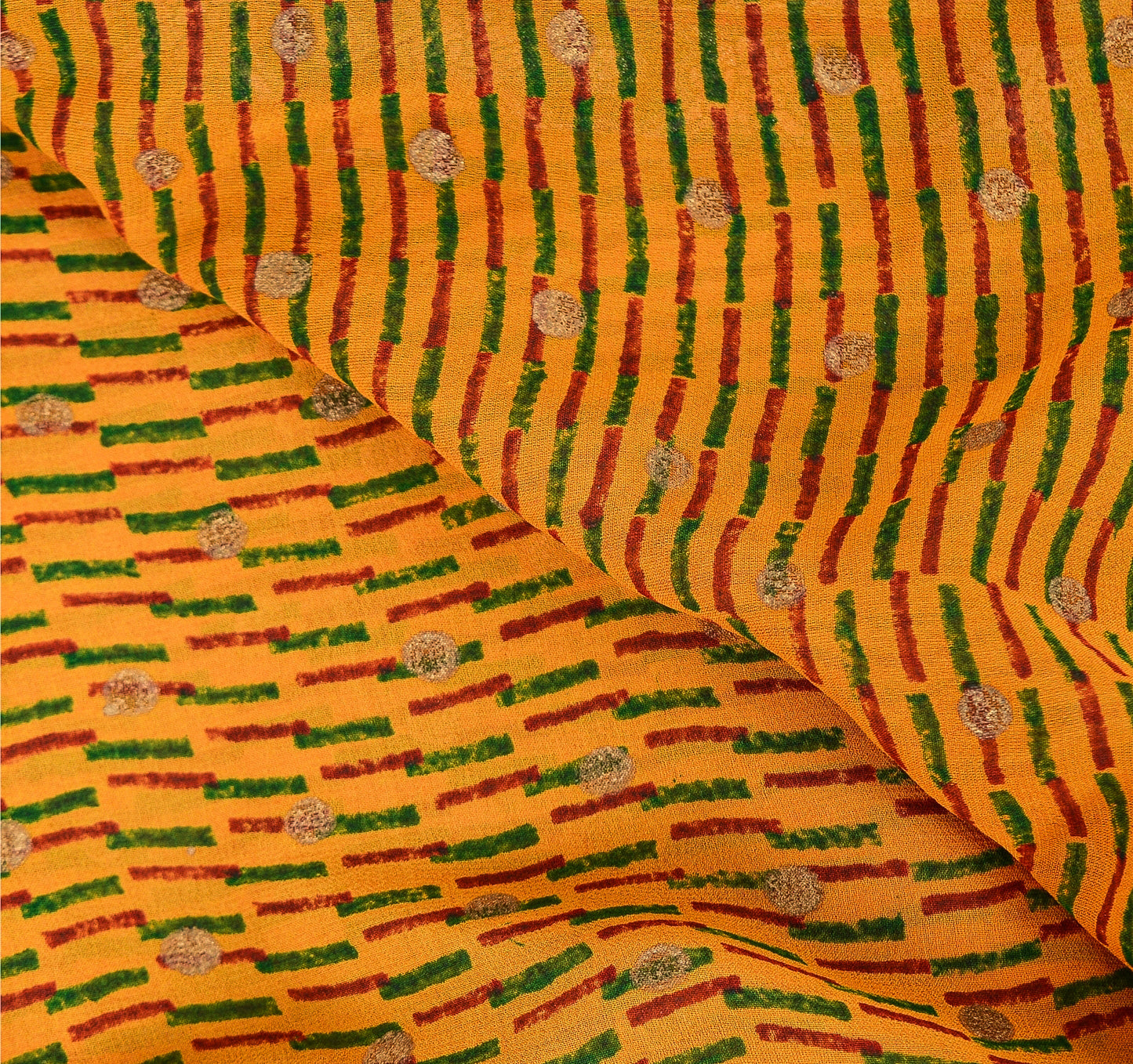 Sanskriti Vintage Mustard Sarees Blend Georgette Embroidered Sari Craft Fabric