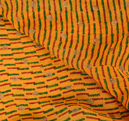 Sanskriti Vintage Mustard Sarees Blend Georgette Embroidered Sari Craft Fabric