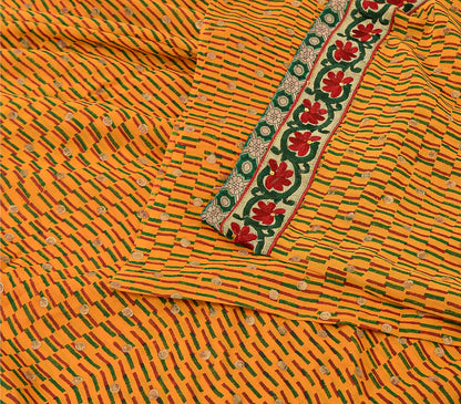 Sanskriti Vintage Mustard Sarees Blend Georgette Embroidered Sari Craft Fabric