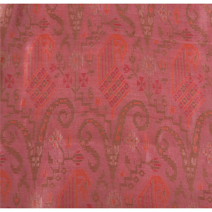 Sanskriti Vintage Pink Sarees Pure Silk Hand Woven Jamdani Sari 6yd Craft Fabric