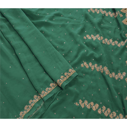 Sanskriti Vintage Sarees Georgette  Hand Embroidery Cultural Craft Fabric Sari