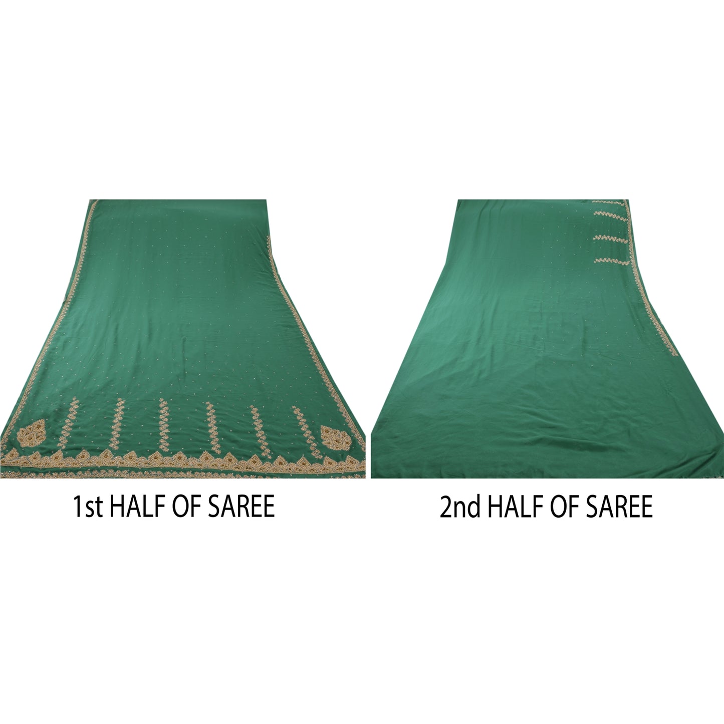 Sanskriti Vintage Sarees Georgette  Hand Embroidery Cultural Craft Fabric Sari