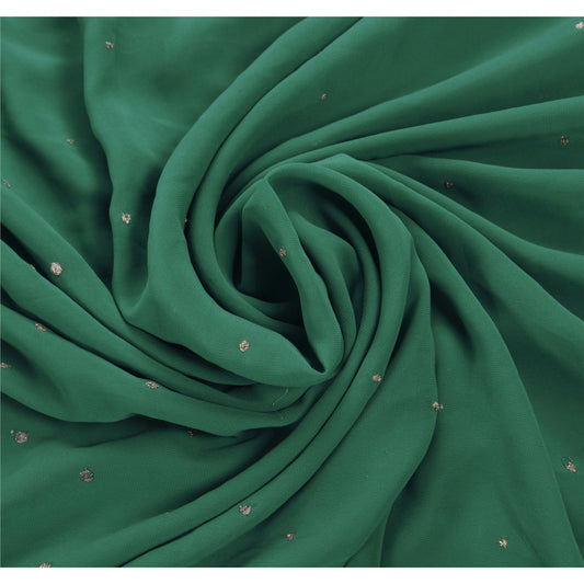 Sanskriti Vintage Sarees Georgette  Hand Embroidery Cultural Craft Fabric Sari