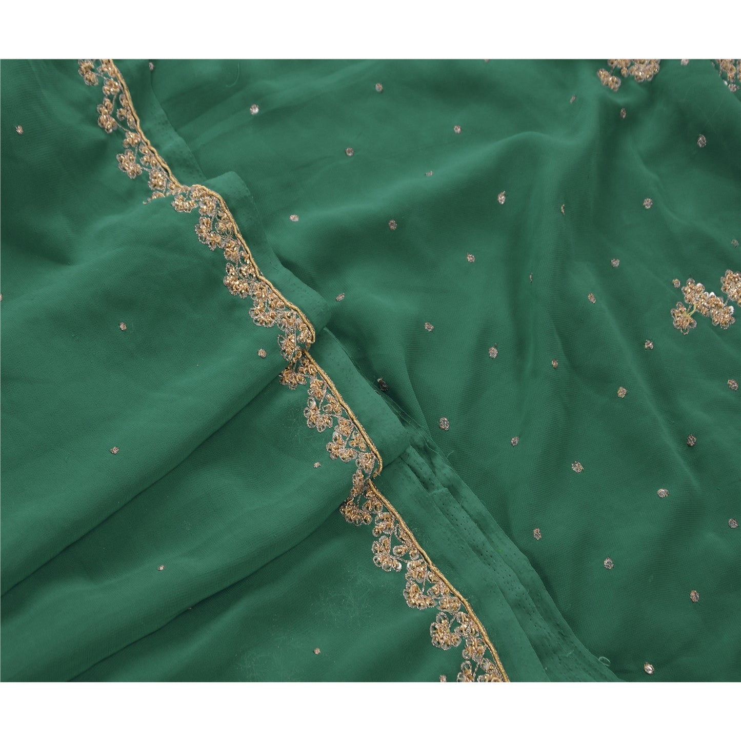 Sanskriti Vintage Sarees Georgette  Hand Embroidery Cultural Craft Fabric Sari