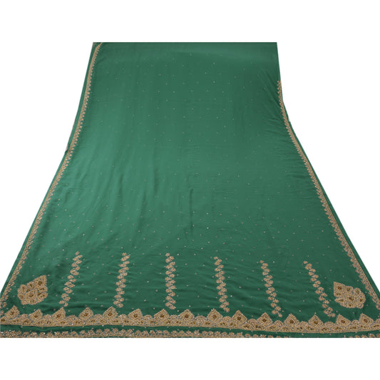 Sanskriti Vintage Sarees Georgette  Hand Embroidery Cultural Craft Fabric Sari