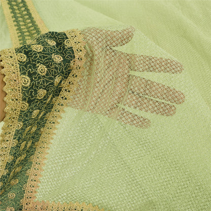 Sanskriti Vintage Pistachio Green Sarees Art Silk Embroidery Premium Sari Sustainable Fabric
