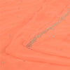 Sanskriti Vintage Peach Indian Sarees Georgette Hand Beaded Fabric Cultural Sari