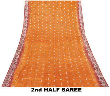 Sanskriti Vintage Indian Sarees Yellow Pure Silk Woven Craft Fabric HeritageSari