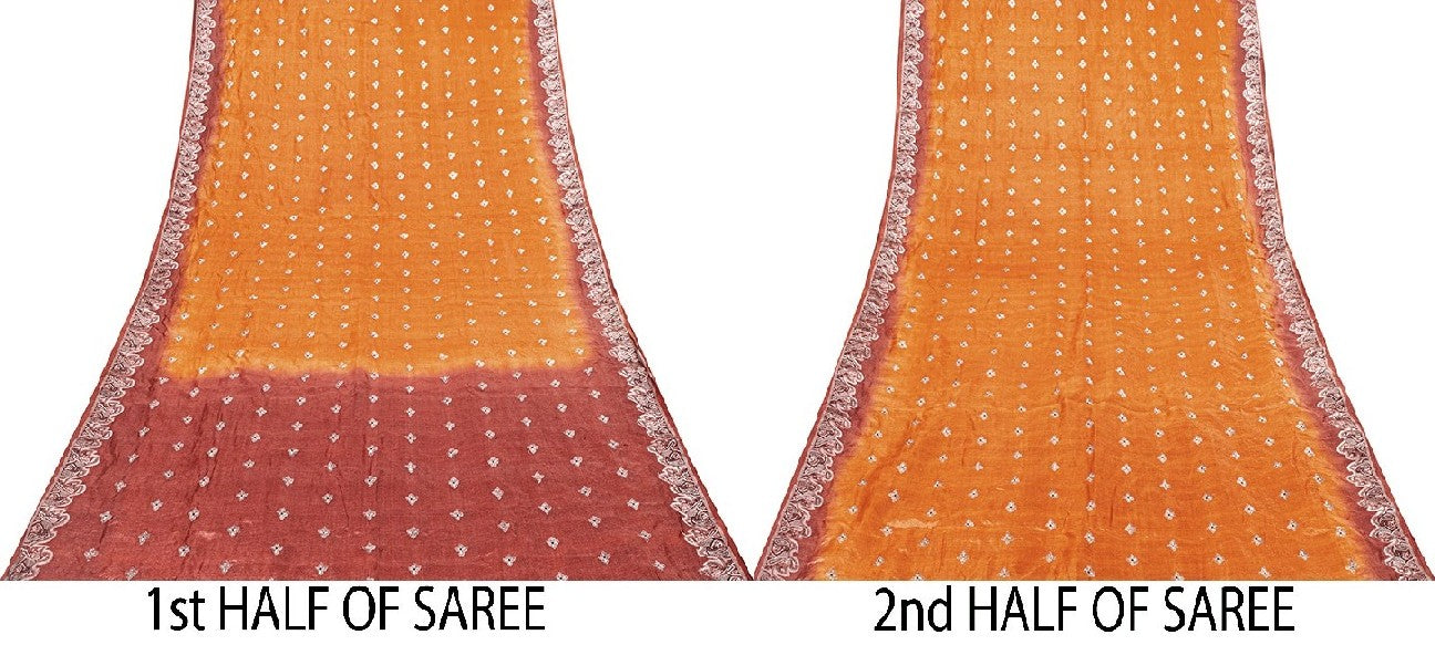 Sanskriti Vintage Indian Sarees Yellow Pure Silk Woven Craft Fabric HeritageSari