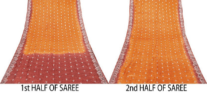 Sanskriti Vintage Indian Sarees Yellow Pure Silk Woven Craft Fabric HeritageSari