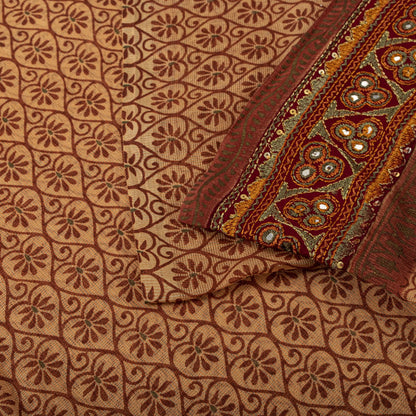 Sanskriti Vintage Kota Woven-Embroidered-Printed Cotton Saree Peach Sari Fabric