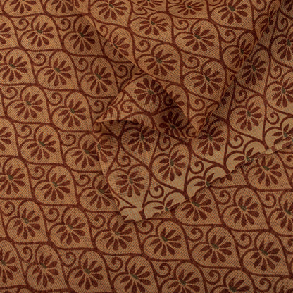 Sanskriti Vintage Kota Woven-Embroidered-Printed Cotton Saree Peach Sari Fabric