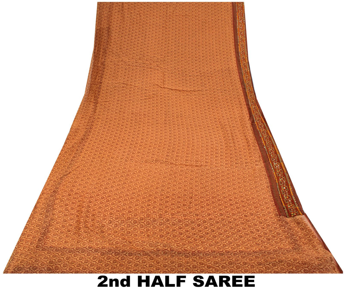 Sanskriti Vintage Kota Woven-Embroidered-Printed Cotton Saree Peach Sari Fabric