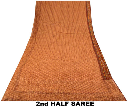Sanskriti Vintage Kota Woven-Embroidered-Printed Cotton Saree Peach Sari Fabric