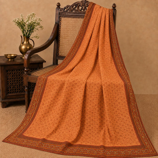 Sanskriti Vintage Kota Woven-Embroidered-Printed Cotton Saree Peach Sari Fabric