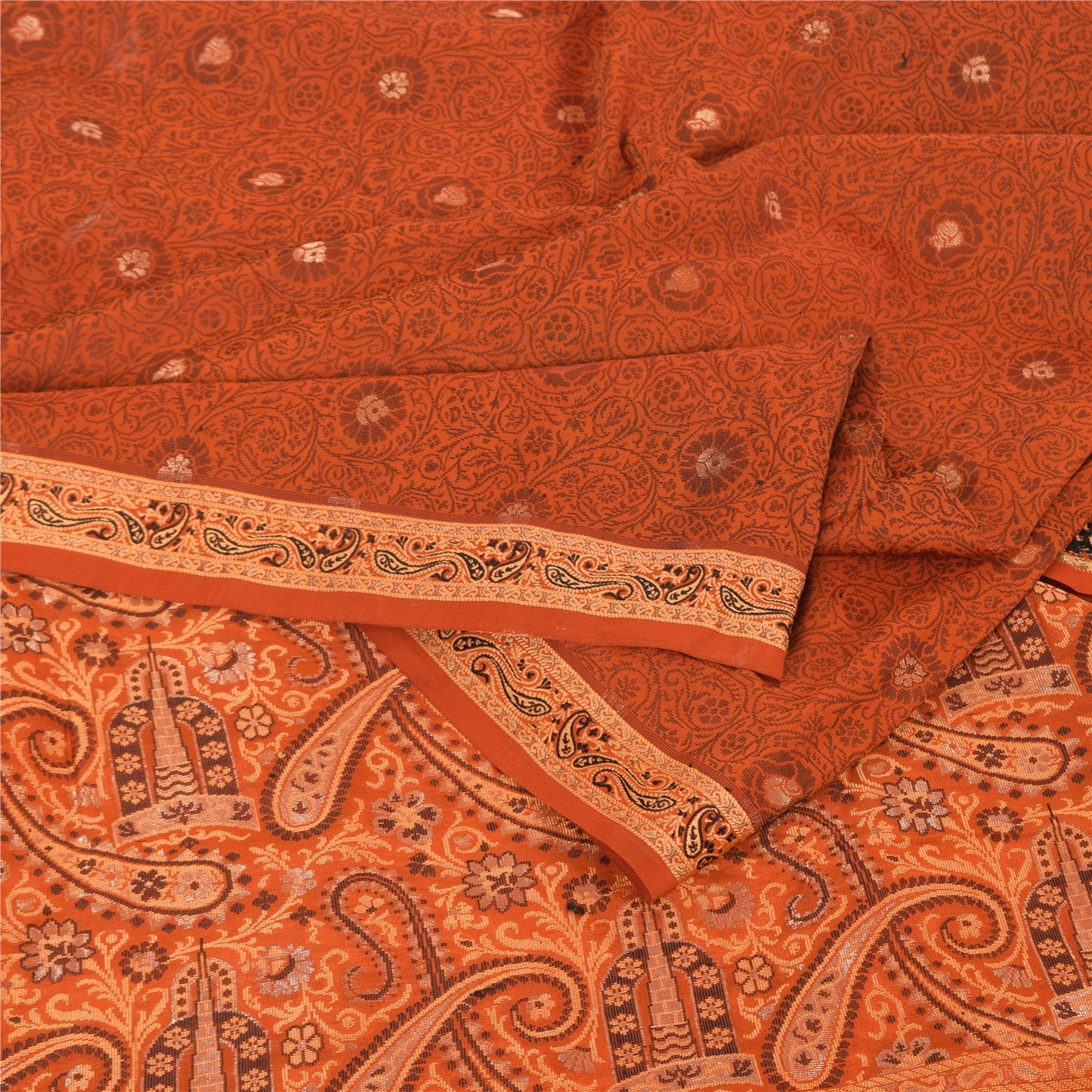 Sanskriti Vintage Indian Sarees Pure Silk Hand Woven Premium Sari Craft Fabric