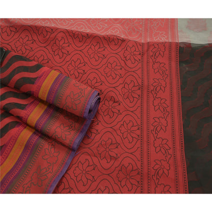 Sanskriti Vintage Indian Sarees Cotton Woven Craft Fabric Premium Sari Floral