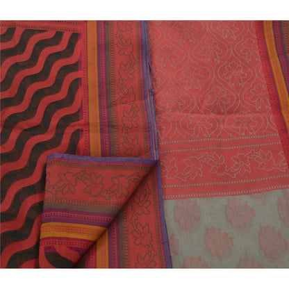 Sanskriti Vintage Indian Sarees Cotton Woven Craft Fabric Premium Sari Floral