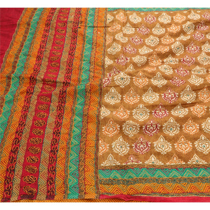 Sanskriti Vintage Sarees Art Silk Hand Beaded Craft Woven Fabric Premium Sari