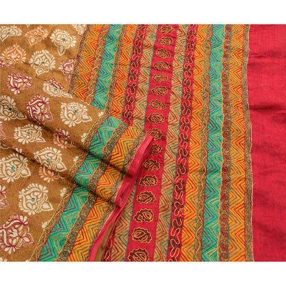 Sanskriti Vintage Sarees Art Silk Hand Beaded Craft Woven Fabric Premium Sari