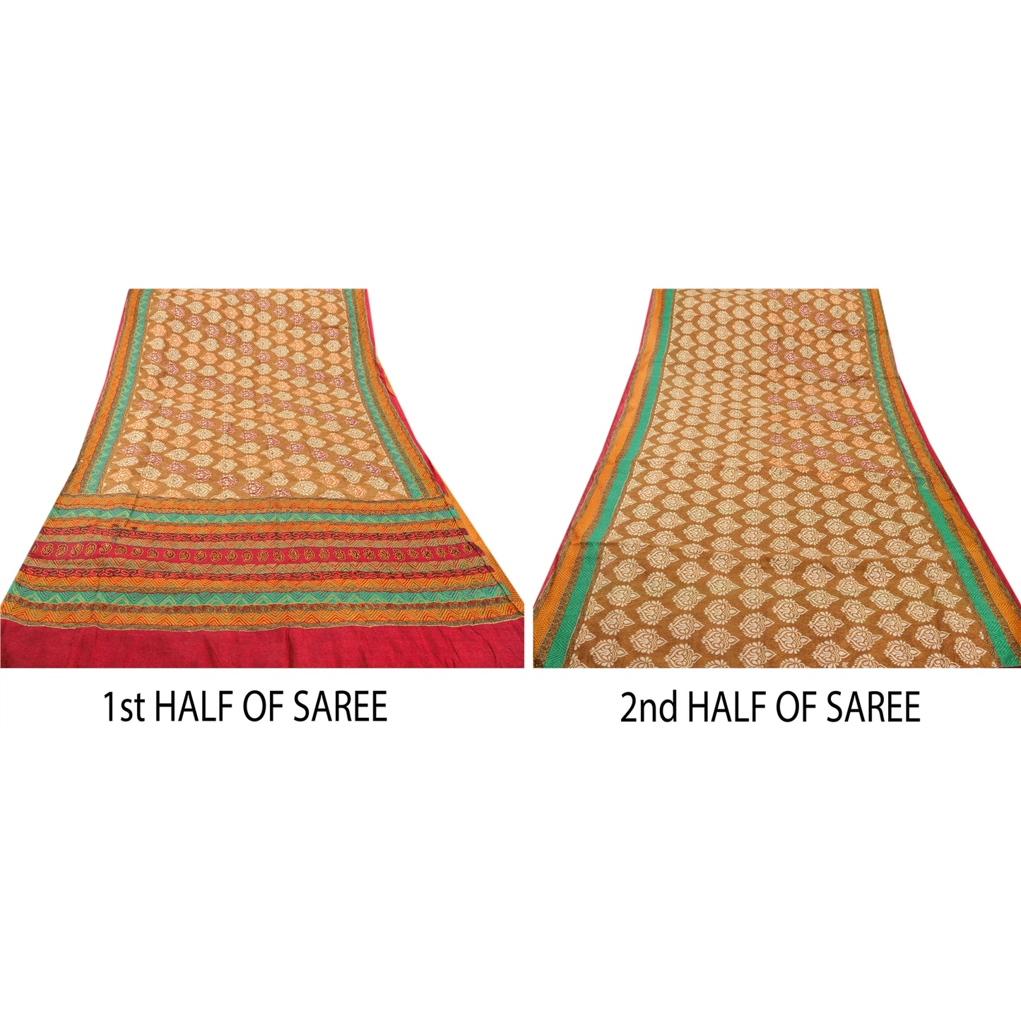 Sanskriti Vintage Sarees Art Silk Hand Beaded Craft Woven Fabric Premium Sari
