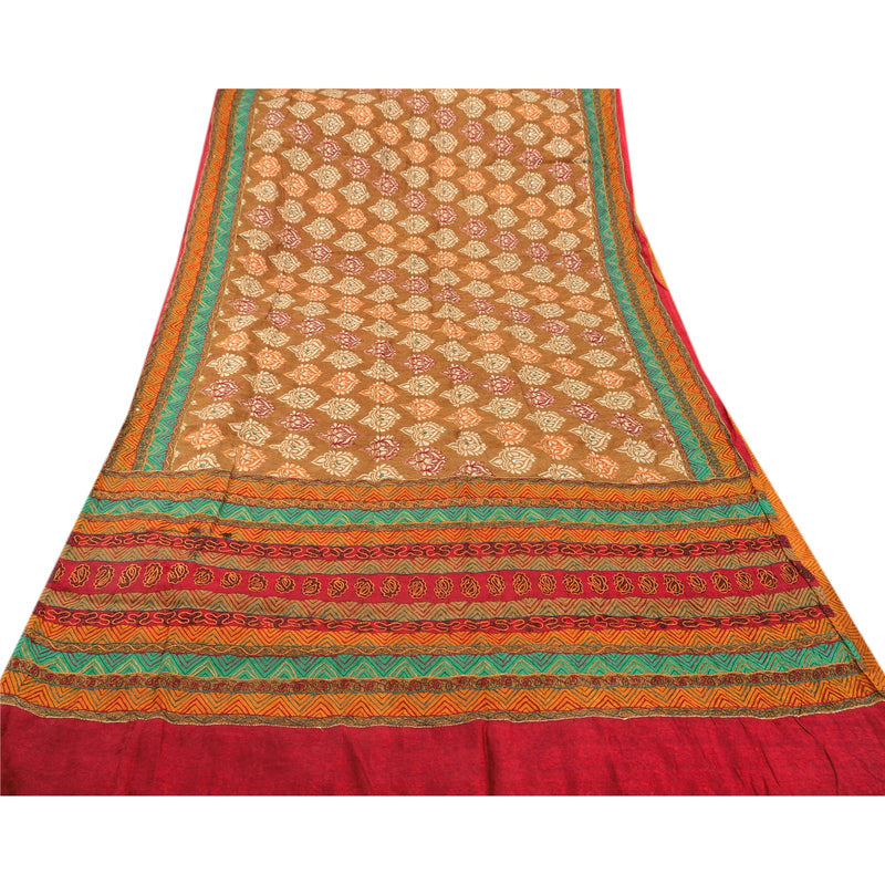 Sanskriti Vintage Sarees Art Silk Hand Beaded Craft Woven Fabric Premium Sari