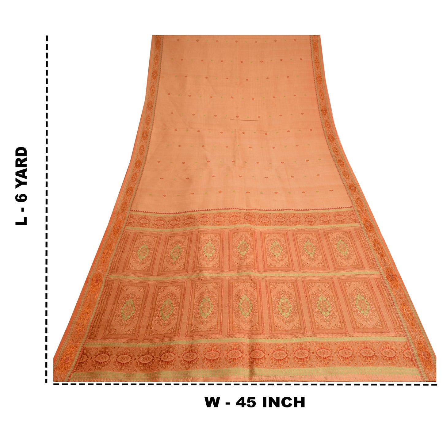 Sanskriti Vintage Sarees 100% Pure Silk Woven Craft Fabric Premium Peach Sari