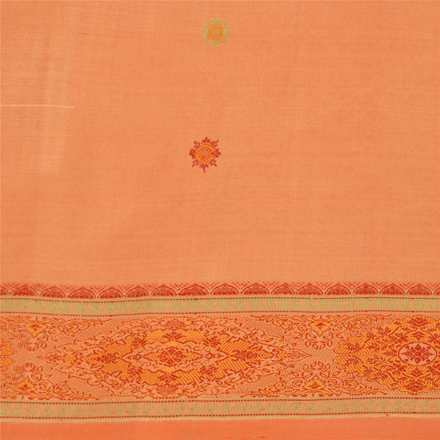 Sanskriti Vintage Sarees 100% Pure Silk Woven Craft Fabric Premium Peach Sari