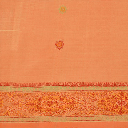 Sanskriti Vintage Sarees 100% Pure Silk Woven Craft Fabric Premium Peach Sari
