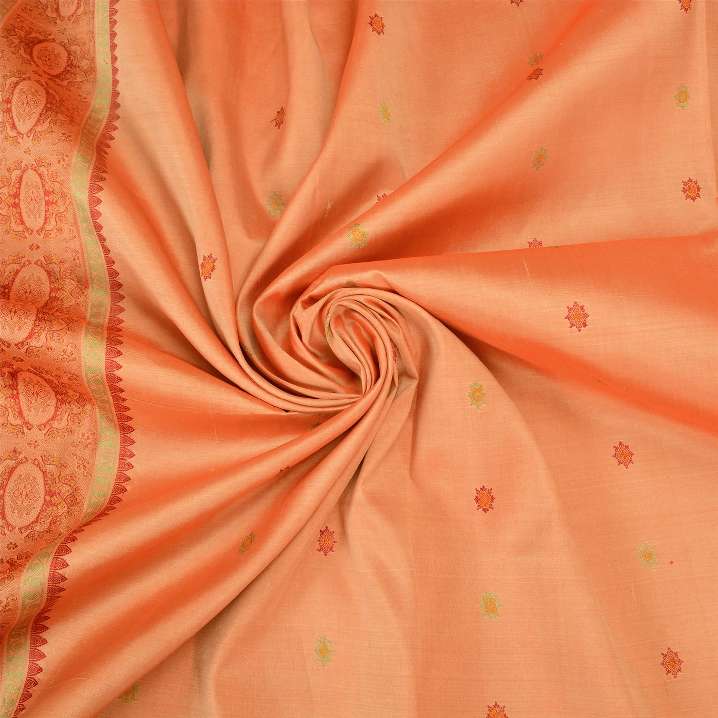 Sanskriti Vintage Sarees 100% Pure Silk Woven Craft Fabric Premium Peach Sari