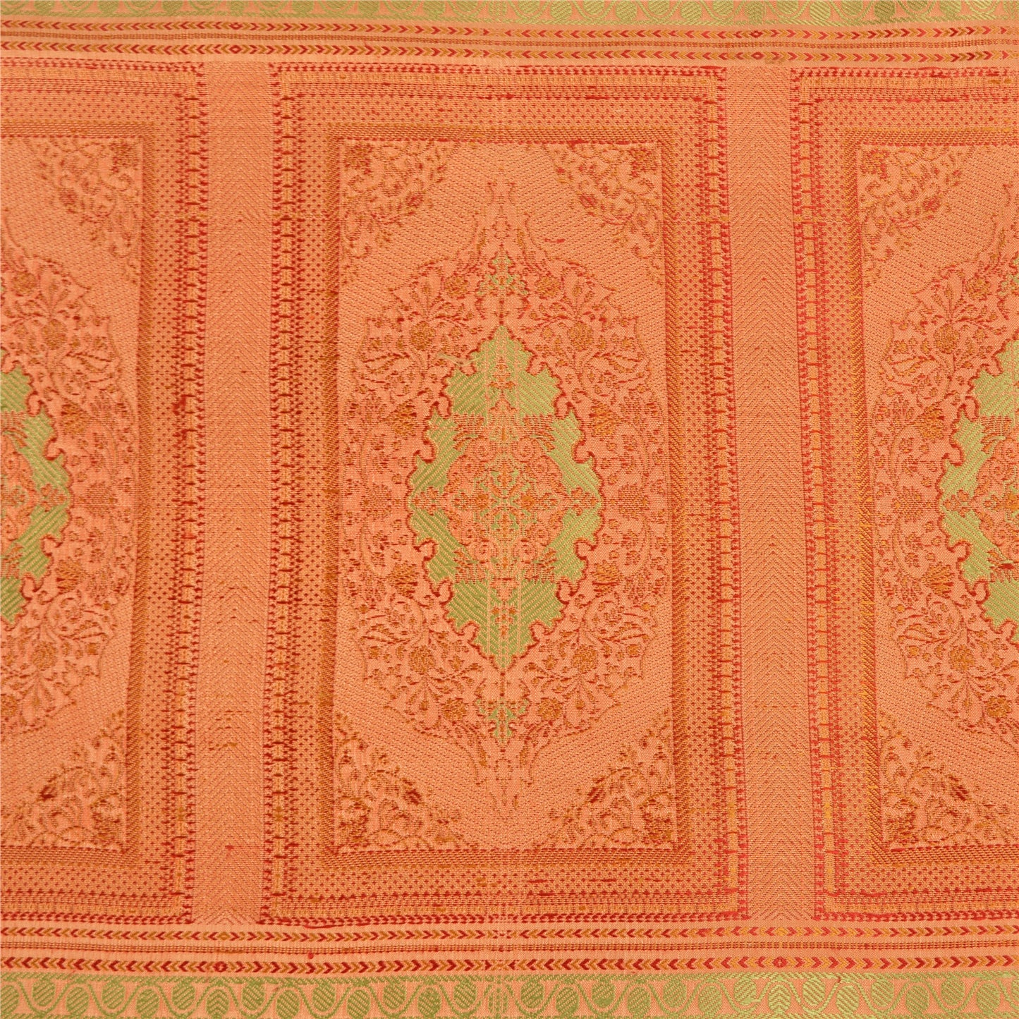 Sanskriti Vintage Sarees 100% Pure Silk Woven Craft Fabric Premium Peach Sari
