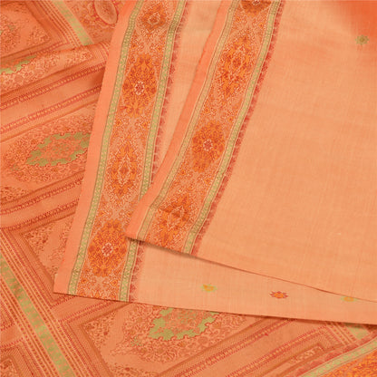 Sanskriti Vintage Sarees 100% Pure Silk Woven Craft Fabric Premium Peach Sari