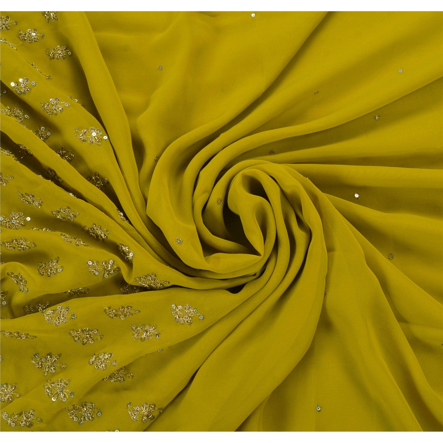 Sanskriti Vintage Antique Sarees Georgette Hand Embroidery Green Premium Sari