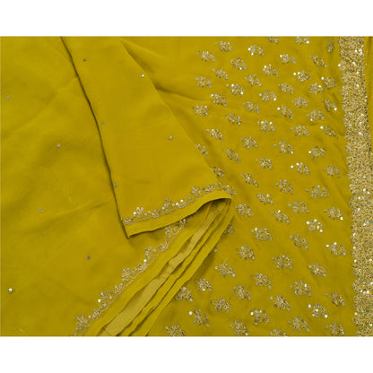 Sanskriti Vintage Antique Sarees Georgette Hand Embroidery Green Premium Sari