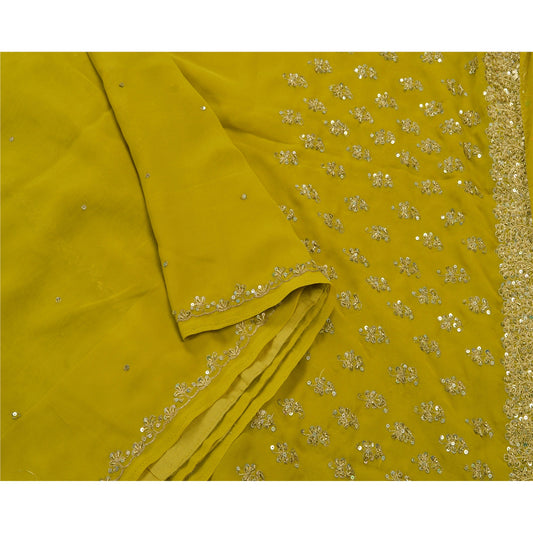Sanskriti Vintage Antique Sarees Georgette Hand Embroidery Green Premium Sari