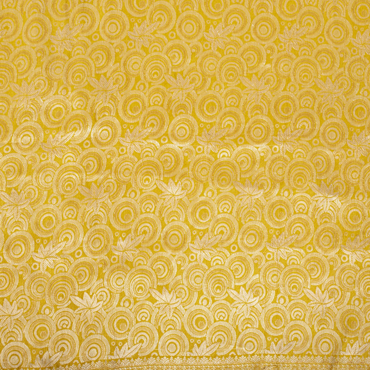 Sanskriti Vintage Saree Woven Printed Pure Silk Ivory-Yellow Sari Craft Fabric