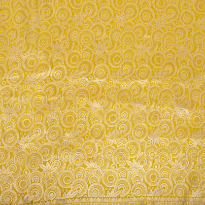 Sanskriti Vintage Saree Woven Printed Pure Silk Ivory-Yellow Sari Craft Fabric