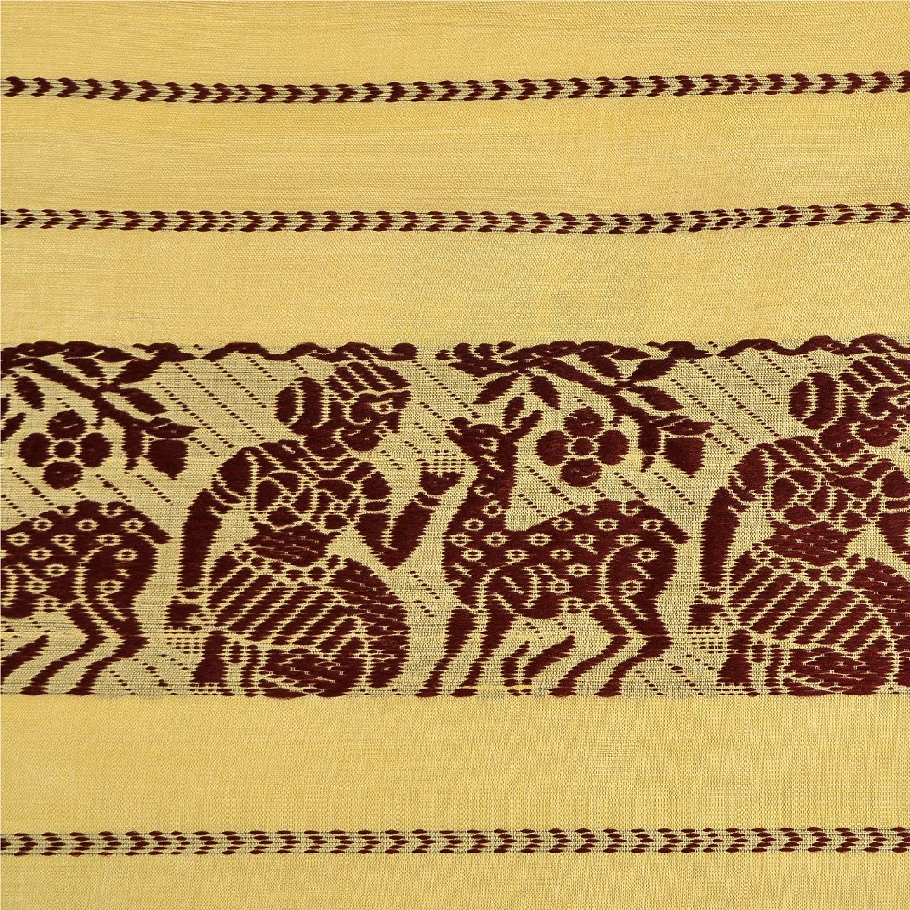 Sanskriti Vintage Craft Fabric Cream Baluchari Woven Sarees Pure Silk 5+YD Sari