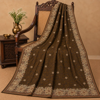 Sanskriti Vintage Embroidered-Printed Art Silk Saree Green Sari 5Yd Craft Fabric