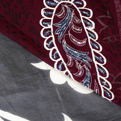 Sanskriti vintage Black-Purple Sarees Pure Georgette Hand Bead Fabric 5 Yd Sari