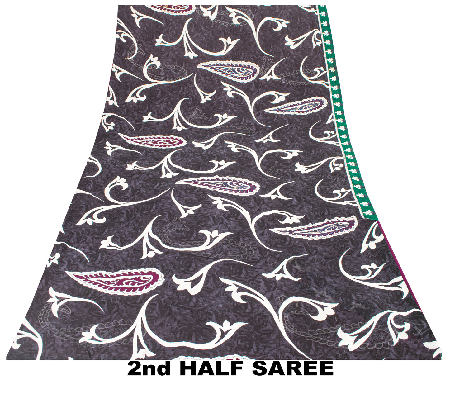 Sanskriti vintage Black-Purple Sarees Pure Georgette Hand Bead Fabric 5 Yd Sari