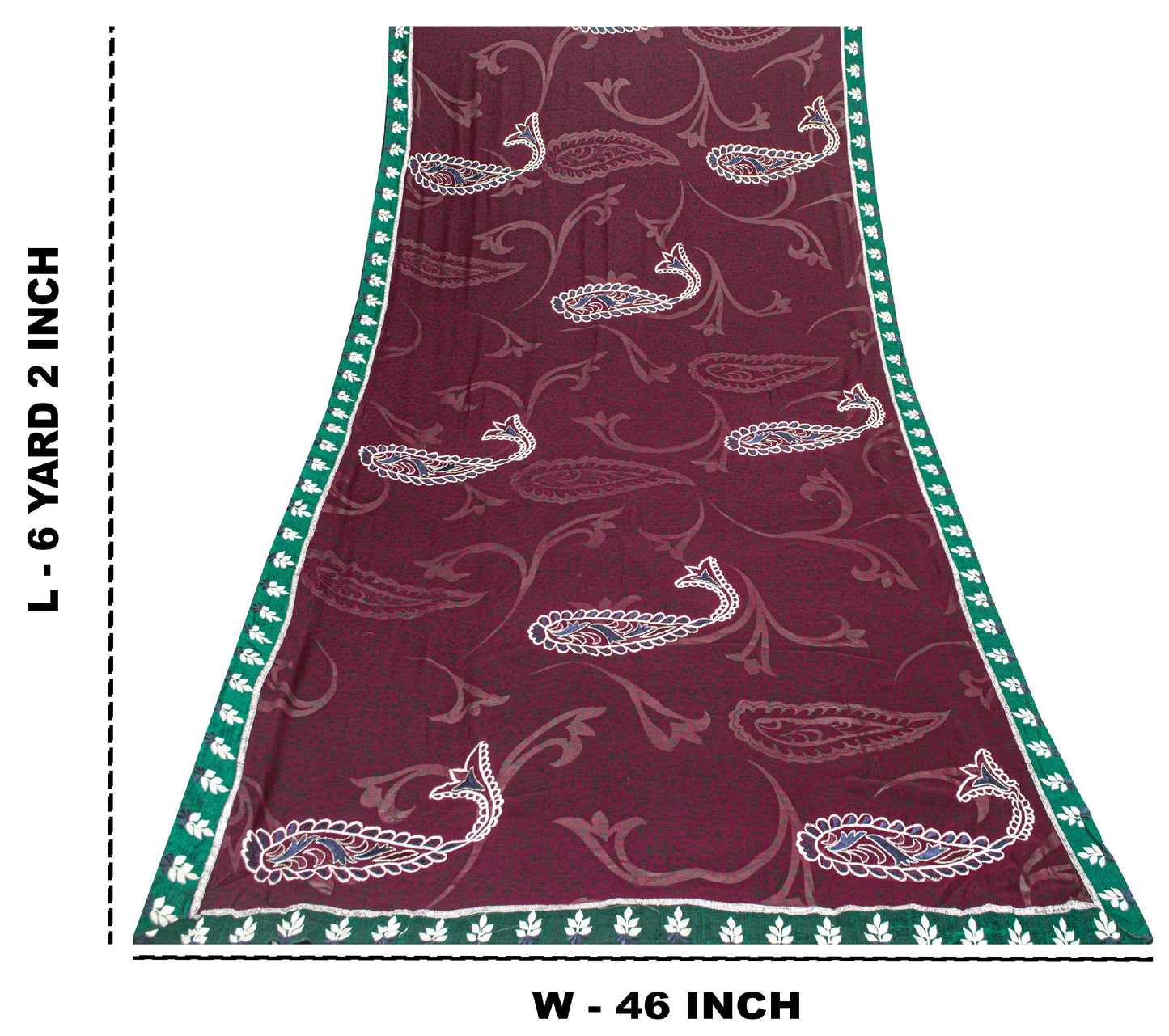 Sanskriti vintage Black-Purple Sarees Pure Georgette Hand Bead Fabric 5 Yd Sari