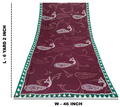Sanskriti vintage Black-Purple Sarees Pure Georgette Hand Bead Fabric 5 Yd Sari